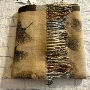 PRETTY PERSUASIONS OVERSIZED WITH FRINGE CLDWTR SCARF TAN/BLACK/GREY COLORS NWTS